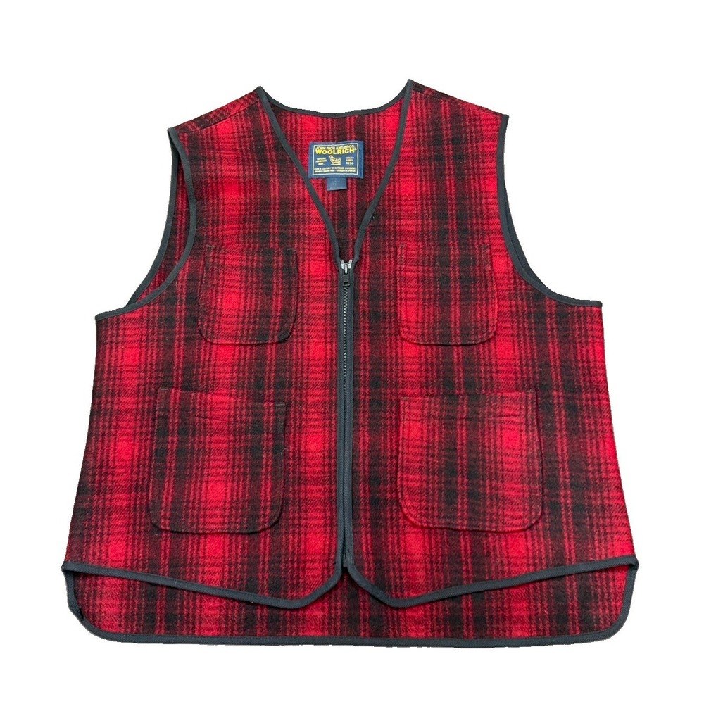 Vintage Woolrich Vest Women Large Buffalo Plaid Flannel Wool Full Zip USA Check
